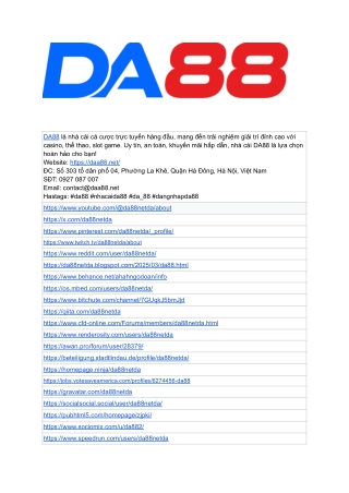 DA88 – Nền Tảng Cá Cược Trực Tuyến Đỉnh Cao Cho Mọi Người Chơi