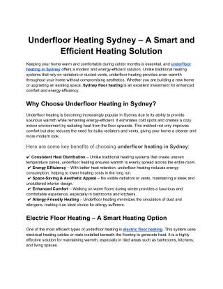 underfloor heating sydney a smart and efficient