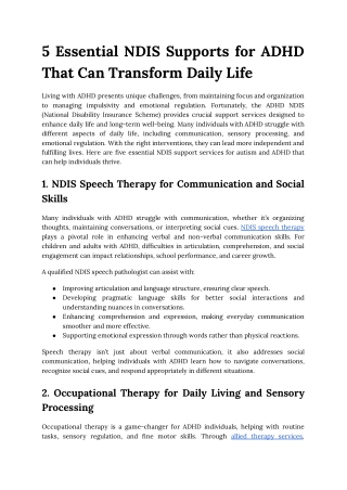 5 Essential NDIS Supports for ADHD That Can Transform Daily Life