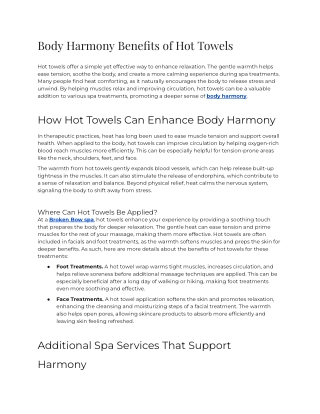 Body Harmony Benefits of Hot Towels