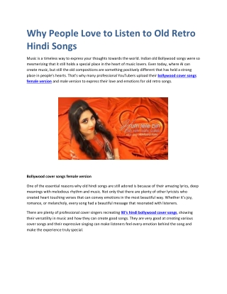 Why People Love to Listen to Old Retro Hindi Songs