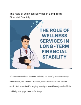 How Wellness Services Support Your Long-Term Financial Goals