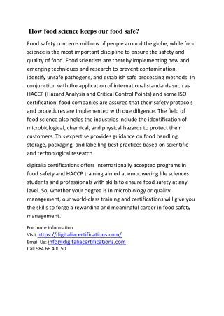 how food science keeps our food safe