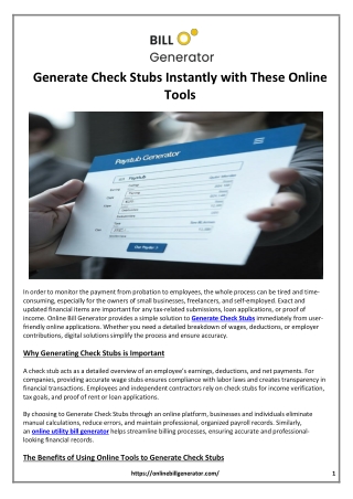 generate check stubs instantly with these online