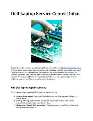 Dell Laptop Service Center Dubai