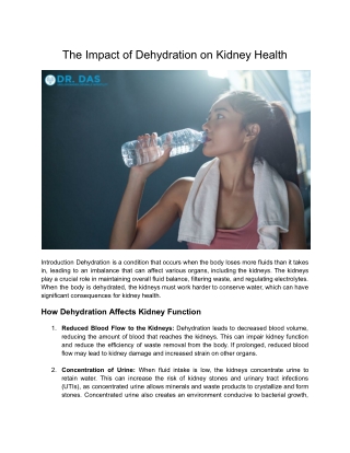 The Impact of Dehydration on Kidney Health