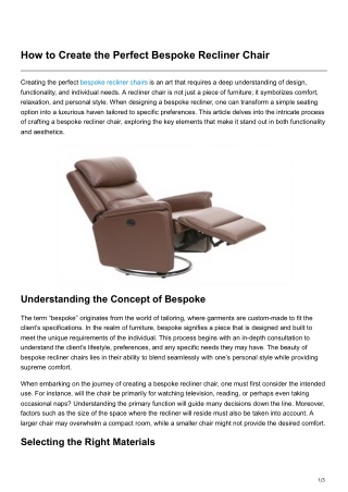 How to Create the Perfect Bespoke Recliner Chair