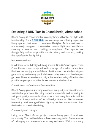 exploring 3 bhk flats in chandkheda ahmedabad