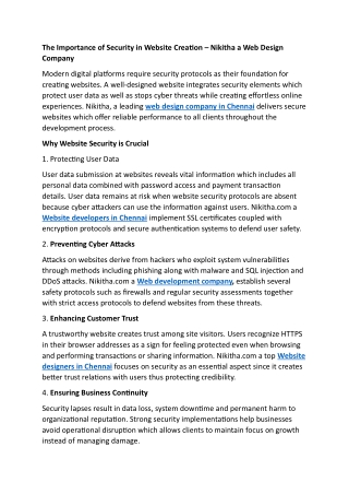 The Importance of Security in Website Creation