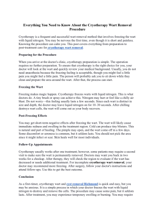 Everything You Need to Know About the Cryotherapy Wart Removal Procedure..docx
