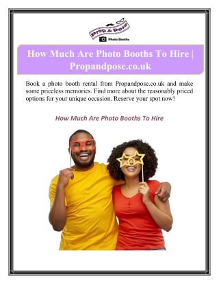 How Much Are Photo Booths To Hire | Propandpose.co.uk