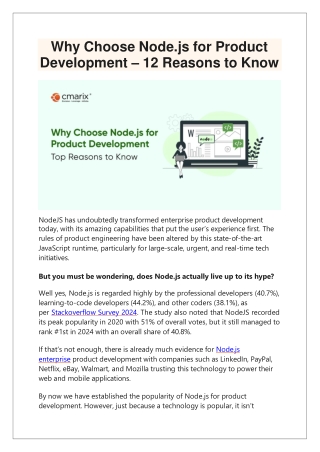 Why Choose Node.js for Product Development 12 Reasons to Know