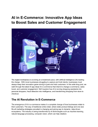 AI in E-Commerce: Innovative App Ideas to Boost Sales and Customer Engagement