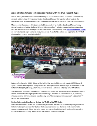 jenson button returns to goodwood revival with