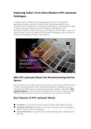 Exploring India's First Ultra-Modern PVC Laminate Catalogue