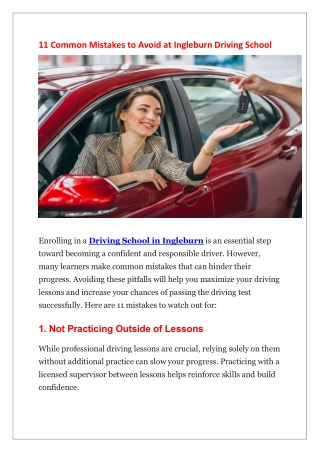 11 Common Mistakes to Avoid at Ingleburn Driving School