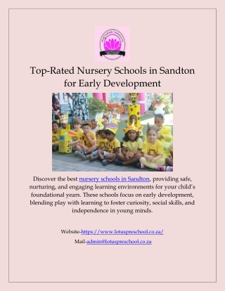 Top-Rated Nursery Schools in Sandton for Early Development