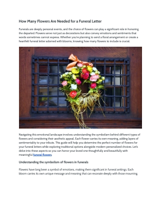 How Many Flowers Are Needed for a Funeral Letter