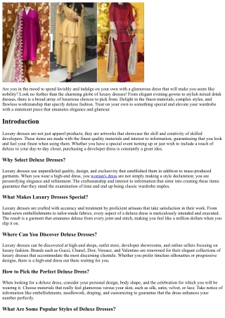 Luxury Dresses: Deal With Yourself to Something Special