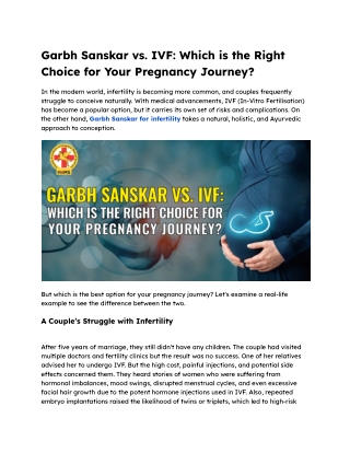 Garbh Sanskar vs ivf