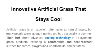 Innovative Artificial Grass That Stays Cool