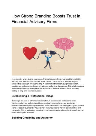 How Strong Branding Boosts Trust in Financial Advisory Firms