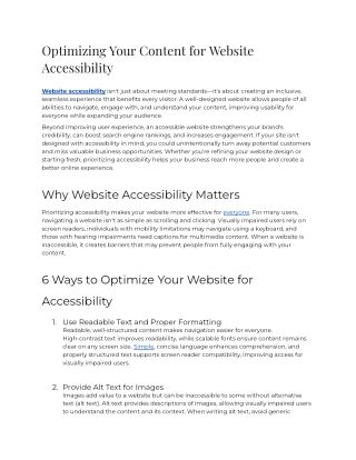 Optimizing Your Content for Website Accessibility