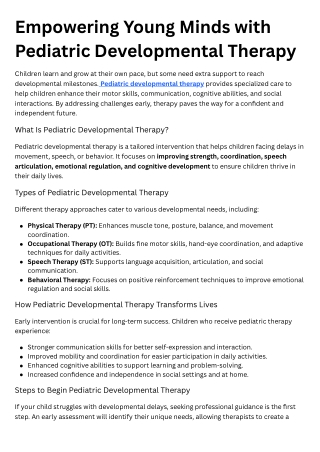Empowering Young Minds with Pediatric Developmental Therapy