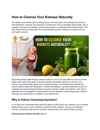 How to Cleanse Your Kidneys Naturally