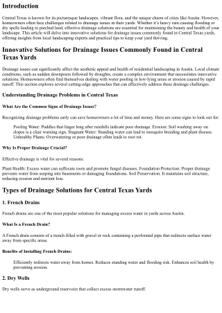 “Innovative Solutions for Drainage Issues Commonly Found in Central Texas Yards”