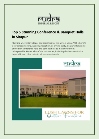 Top 5 Stunning Conference & Banquet Halls in Sitapur