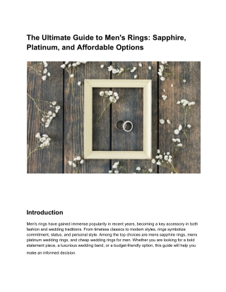 The Timeless Appeal of Men's Platinum Wedding Rings