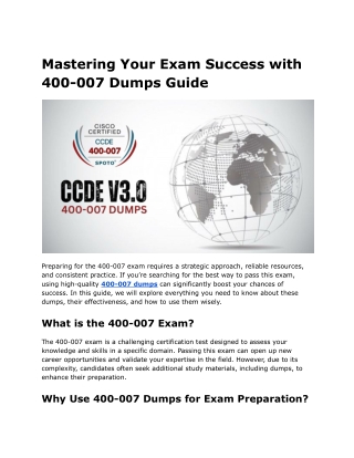 mastering your exam success with 400 007 dumps