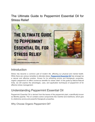 The Ultimate Guide to Peppermint Essential Oil for Stress Relief