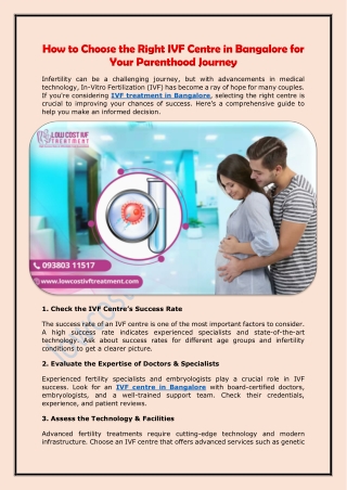 How to Choose the Right IVF Centre in Bangalore for Your Parenthood Journey