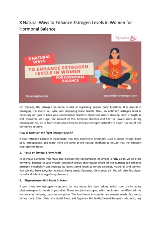 8 Natural Ways to Enhance Estrogen Levels in Women for Hormonal Balance