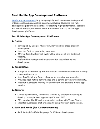 Best Mobile App Development Platforms