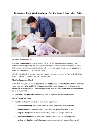 Postpartum Blues What New Moms Need to Know & How to Feel Better