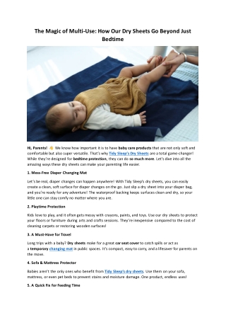The Magic of Multi Use How Our Dry Sheets Go Beyond Just Bedtime