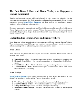 The Best Drum Lifters and Drum Trolleys in Singapore – Unipac Equipment