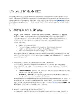 5 Types of IV Fluids OKC