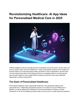 Revolutionizing Healthcare: AI App Ideas for Personalized Medical Care in 2025