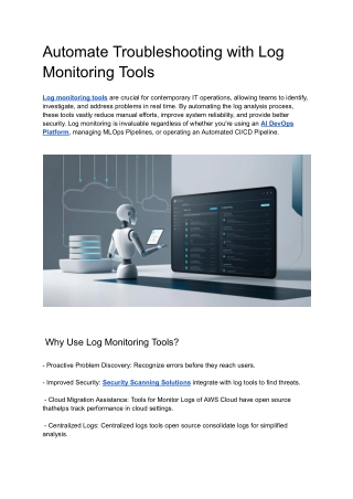 Automate Troubleshooting with Log Monitoring Tools