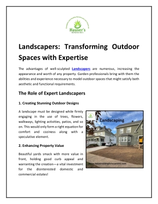Landscapers: Transforming Outdoor Spaces with Expertise