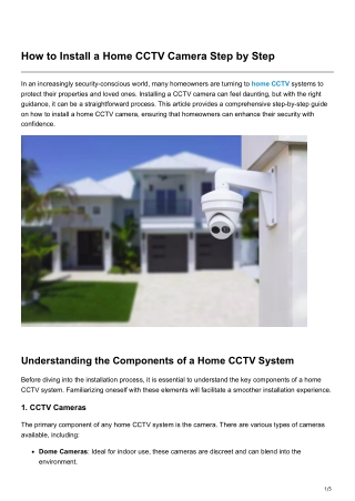 How to Install a Home CCTV Camera Step by Step