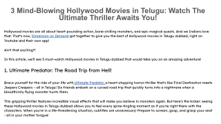 3 Mind-Blowing Hollywood Movies in Telugu_ Watch The Ultimate Thriller Awaits You!