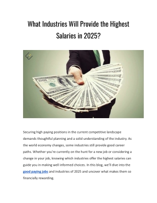What Industries Will Provide the Highest Salaries in 2025