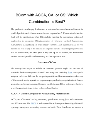 BCom with ACCA, CA, or CS_ Which Combination is Best