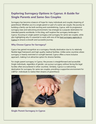 Exploring Surrogacy Options in Cyprus A Guide for Single Parents and Same-Sex Couples