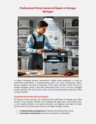 Professional Printer Service & Repair in Portage, Michigan